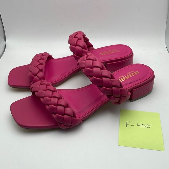 CUSHIONAIRE Women's two band braided low block heel slide sandal 8.5 - Picture 3 of 5